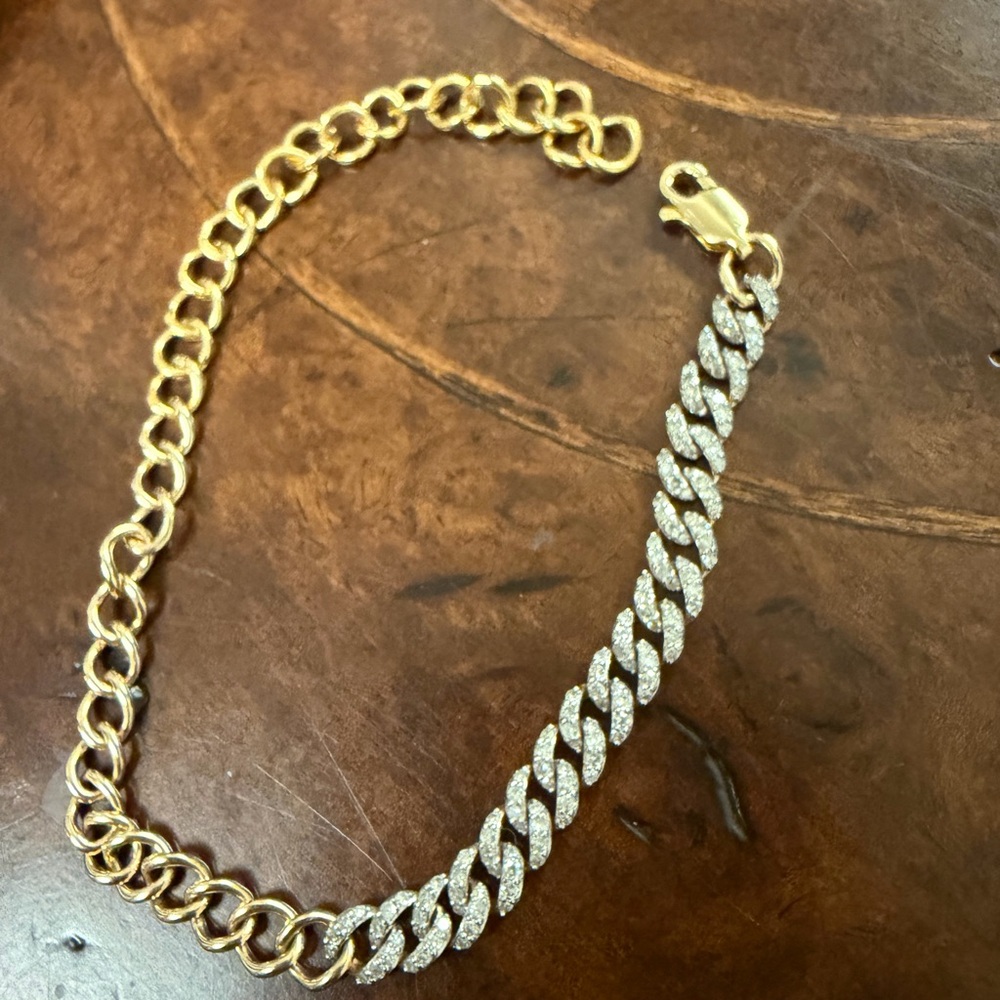 Gold-Tone Crystal Cuban Link Bracelet